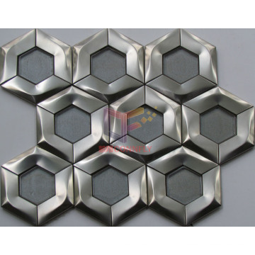 Hexagon Shape Crystal and Steel Mixed Mosaics (CFM1001)